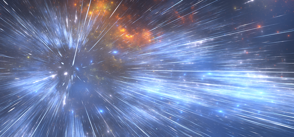 Artistic rendering of the Big Bang, a singularity expanding into spacetime
